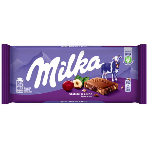 MILKA RAISINS & NUTS 100G DP C22 UN