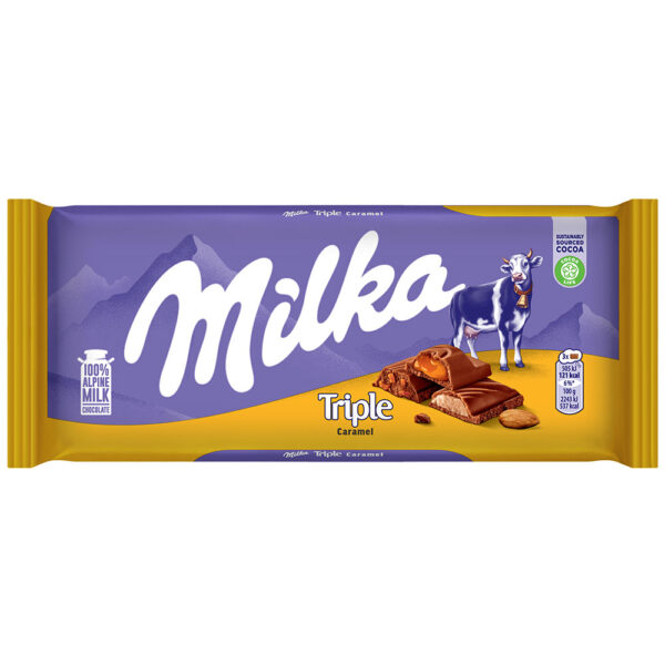 MILKA TRIPLE CARAMEL CHOCOLATE 90G DP C20 UN