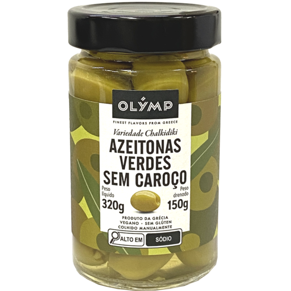 AZEITONAS VERDES SEM CAROÇO 150G 12 UN