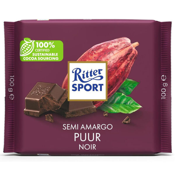 RITTER SPORT DARK CHOCOLATE 100G 12UN