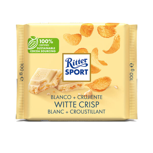 RITTER SPORT WHITE WITH CRISPED RICE 100G 10UN