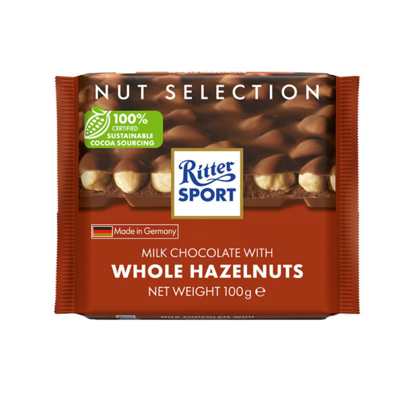 RITTER SPORT WHOLE HAZELNUTS MILK 100G 10UN