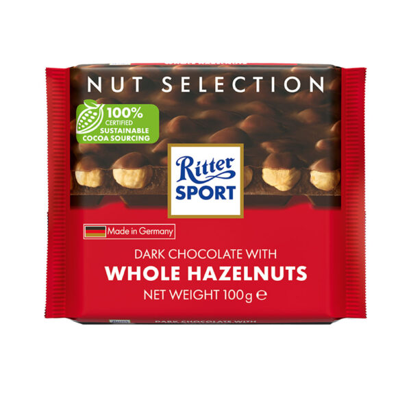 RITTER SPORT WHOLE HAZELNUTS DARK 100G 10UN